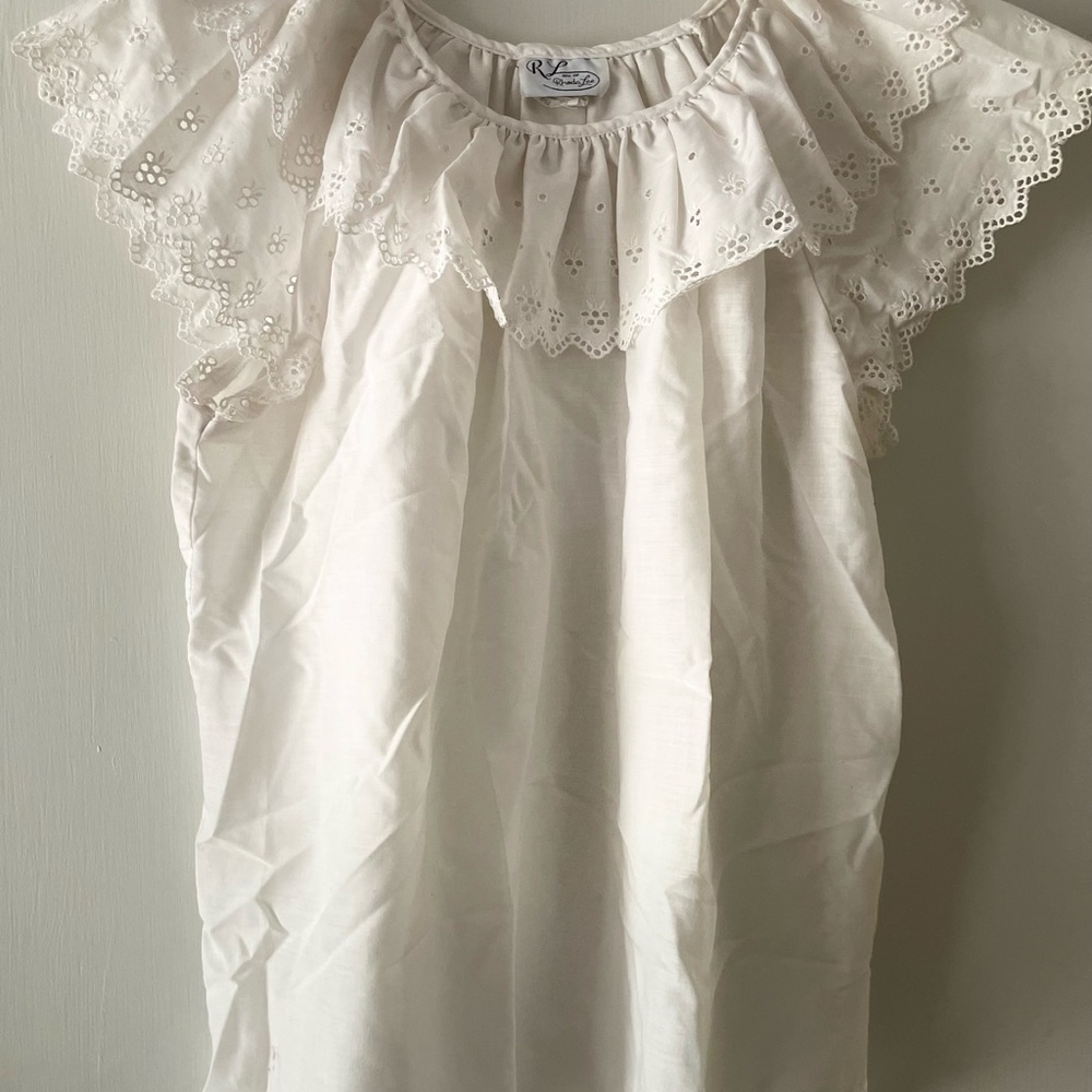 White Eyelet Ruffle Blouse